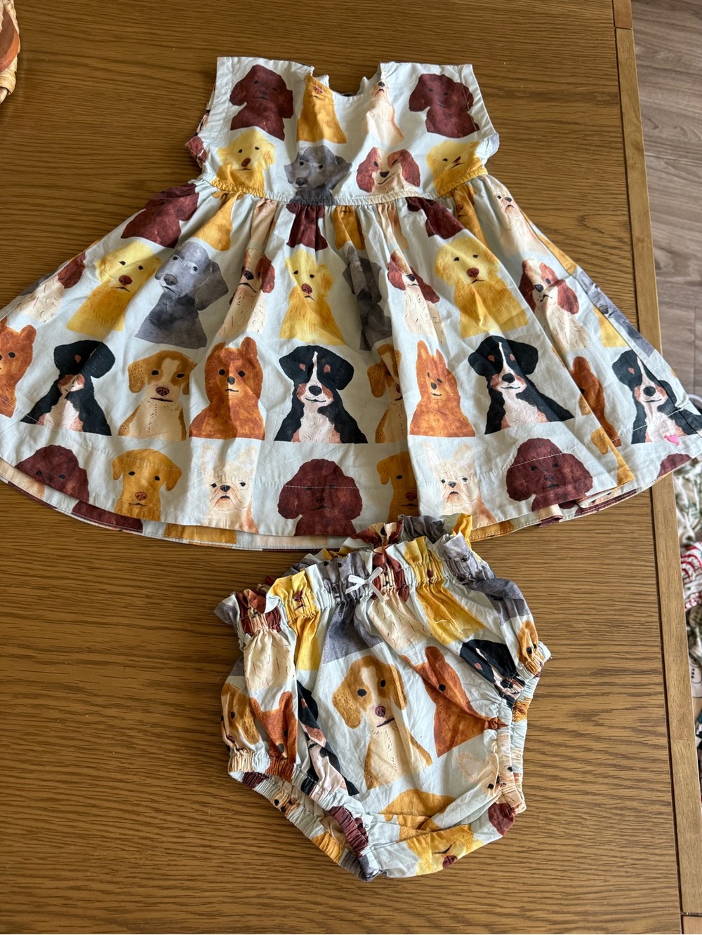 Pink Chicken Girls Adaline Dress - Light Blue Watercolor Dogs - Size 18/24 Month